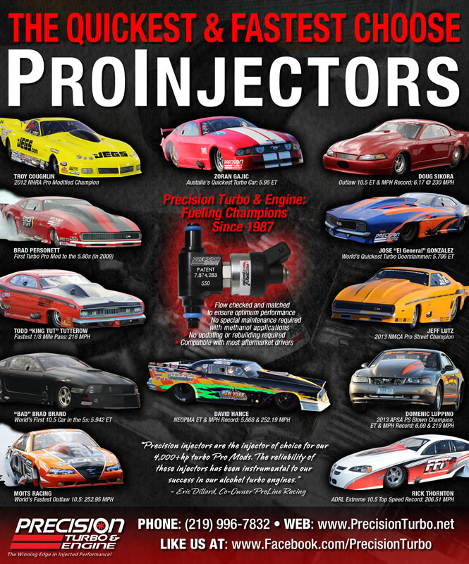 Precision Turbo & Engine: full-page print ad in Drag Illustrated & RPM Magazine